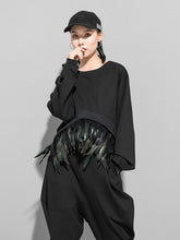 Original Feather Split-Joint T-Shirts Tops